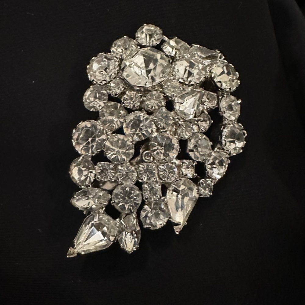 Vintage Crystal brooch pin antique jewelry